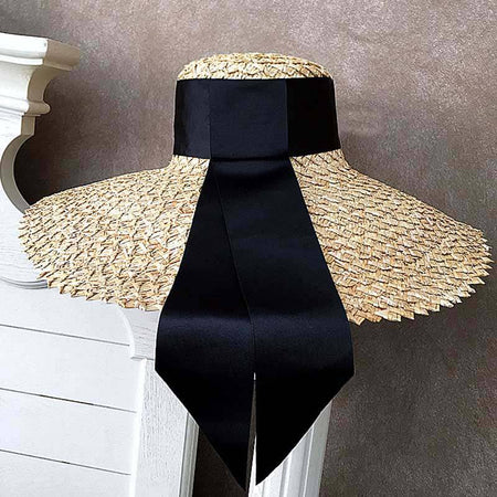 Straw Hat With Wide Sun Bream - BEYAZURA.COM