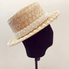 Straw Summer Hat With Pearl Decoration - BEYAZURA.COM