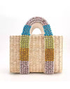 Straw Tote Bag With Beaded Straps - BEYAZURA.COM
