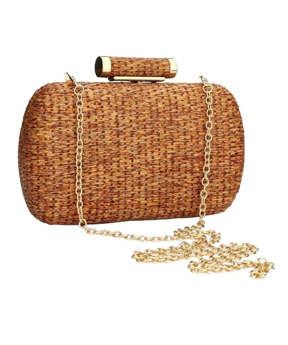 Gold woven clutch outlet bag