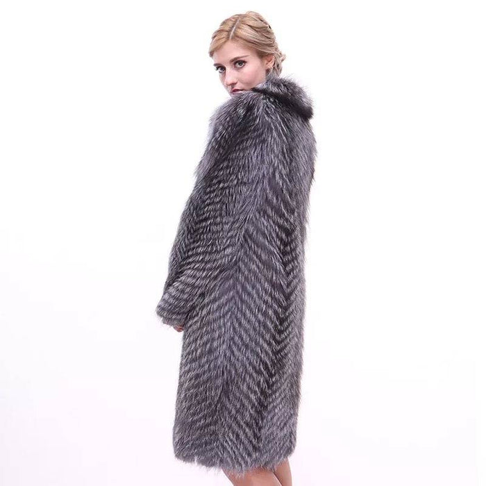 Striped Silver Fox For Coats Plus Size - BEYAZURA.COM