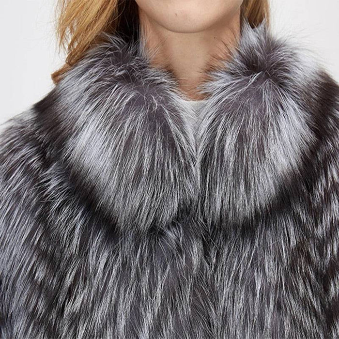 Striped Silver Fox For Coats Plus Size - BEYAZURA.COM