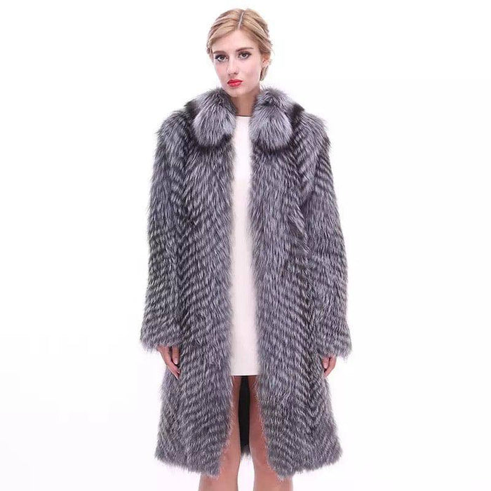 Striped Silver Fox For Coats Plus Size - BEYAZURA.COM