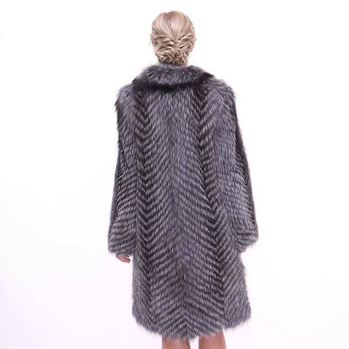 Striped Silver Fox For Coats Plus Size - BEYAZURA.COM