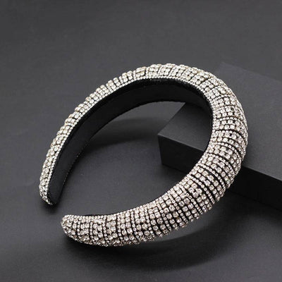Lux Crystal Padded Hairband in Silver