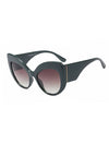 Thick Frame Cat Eye Sunglasses With Green Lenses - BEYAZURA.COM