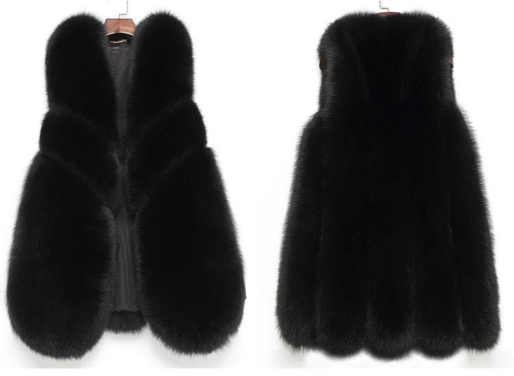 Three Asymmetrical Panel Genuine Fox Fur Gilet - BEYAZURA.COM