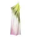 Tie Dye Asymmetrical Strapped Satin Dress - BEYAZURA.COM