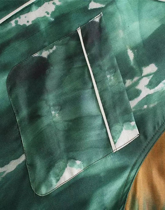 Tie Dye Silky Shirt in Green - BEYAZURA.COM