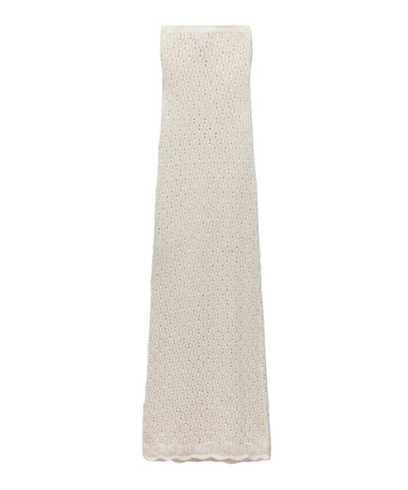 Tube Strapless Top Knitted Mesh Dress In Beige - BEYAZURA.COM