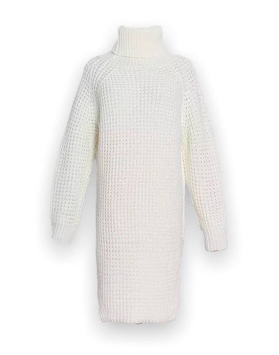 Turtleneck Knitted Sweater Dress - BEYAZURA.COM