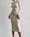 Turtleneck Long Sleeve Slim Mini Dress - BEYAZURA.COM