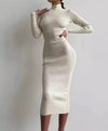 Turtleneck Long Sleeve Slim Mini Dress - BEYAZURA.COM