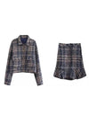 Tweed Navy Short Jacket and Short Skirt Set - BEYAZURA.COM
