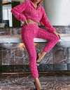 Two Piece Fleece Pants Set In Pink - BEYAZURA.COM