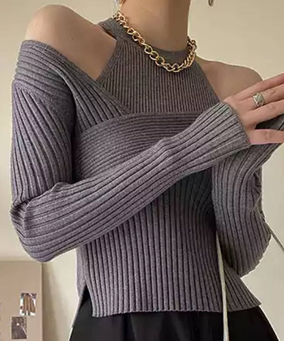Two Piece Knit Sweater In Black - BEYAZURA.COM