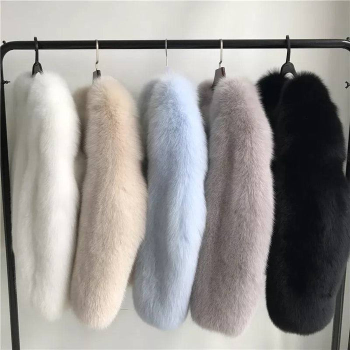 Ultra Plush Mid Length Fox Fur Coat - BEYAZURA.COM