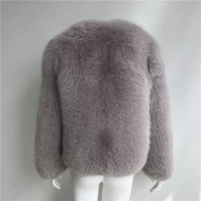 Ultra Plush Mid Length Fox Fur Coat - BEYAZURA.COM