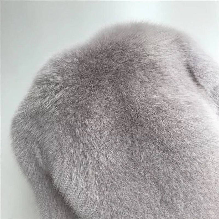 Ultra Plush Mid Length Fox Fur Coat - BEYAZURA.COM