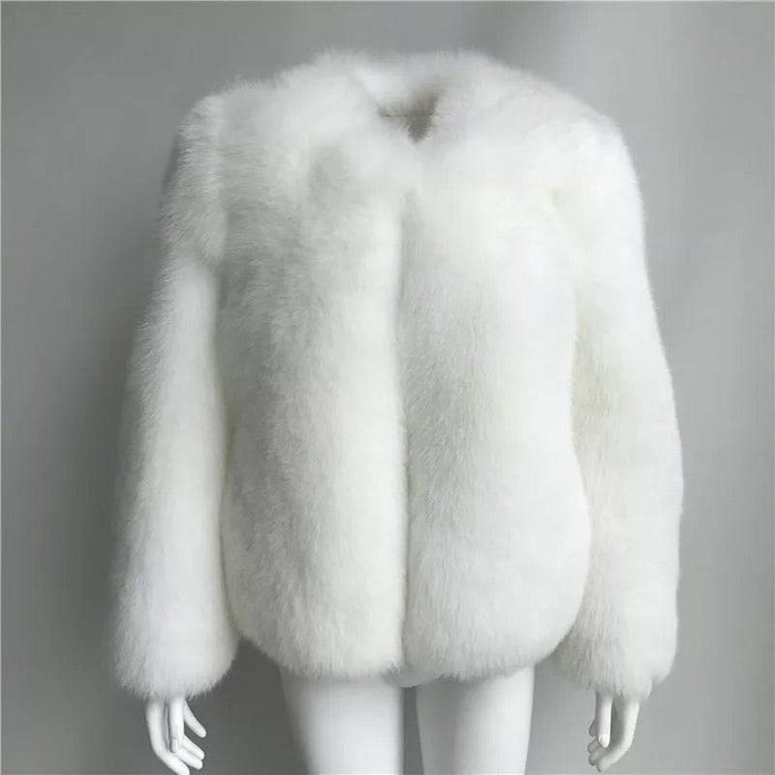 Ultra Plush Mid Length Fox Fur Coat - BEYAZURA.COM