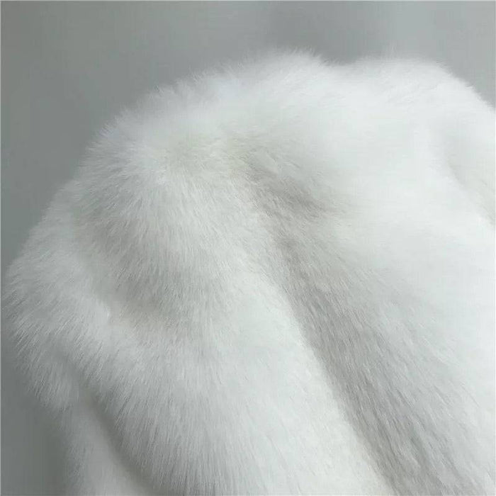 Ultra Plush Mid Length Fox Fur Coat - BEYAZURA.COM