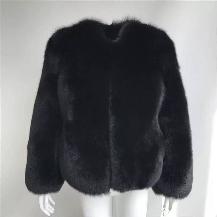 Ultra Plush Mid Length Fox Fur Coat - BEYAZURA.COM