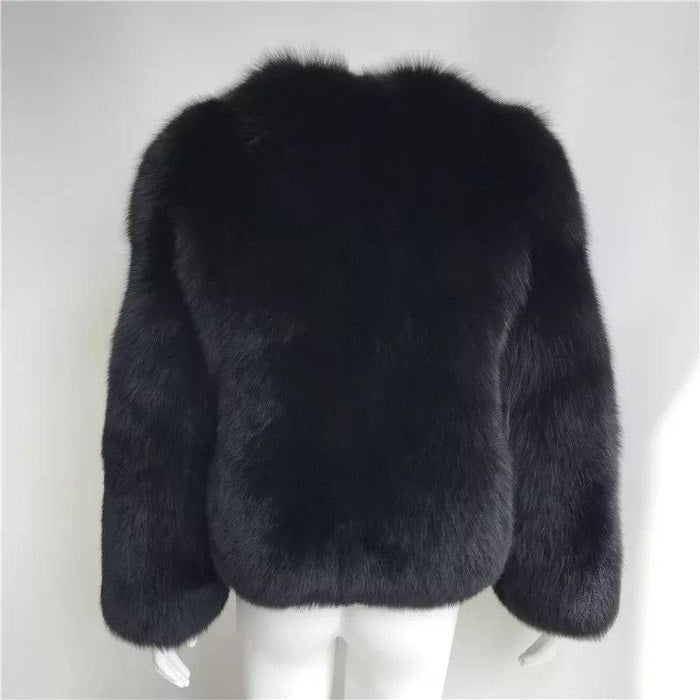 Ultra Plush Mid Length Fox Fur Coat - BEYAZURA.COM