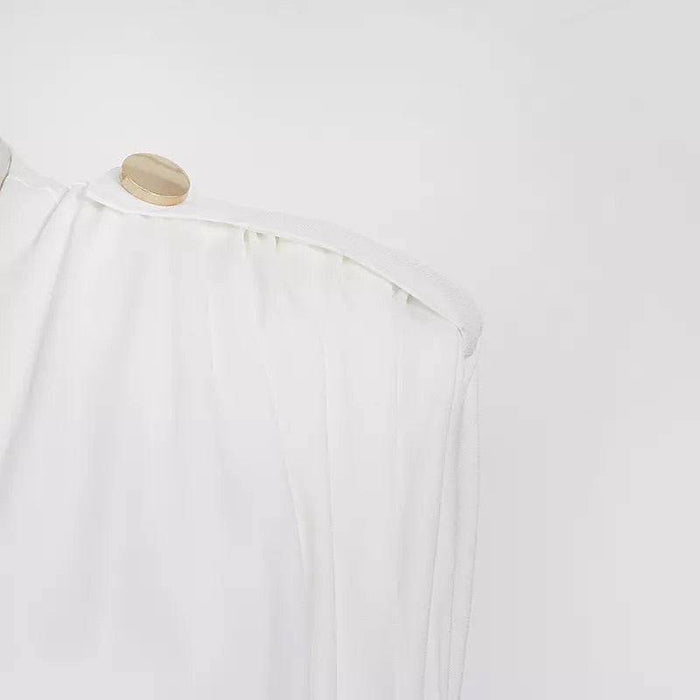 V Neck Sleeveless Chain Buttoned Bodysuit - BEYAZURA.COM