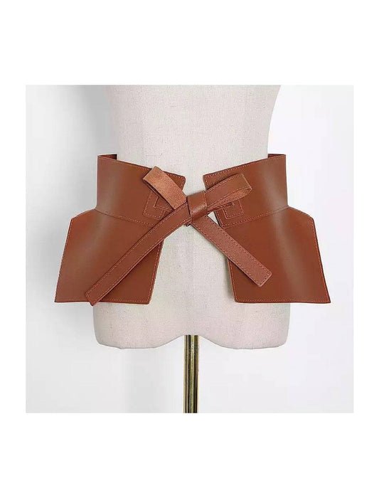 Vegan Leather Bowknot Oversized Belt - BEYAZURA.COM