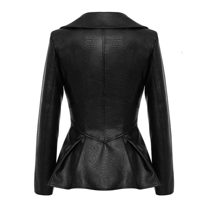 Vegan Leather Corset Style Waist Jacket - BEYAZURA.COM