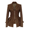Vegan Leather Corset Style Waist Jacket - BEYAZURA.COM