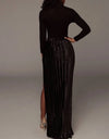 Velvet High Slit Long Skirt - BEYAZURA.COM