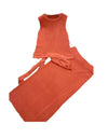 Waist Tied Crop And Skirt Knit Set - BEYAZURA.COM