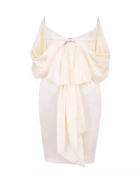 White Drop Shoulder Strapless Dress - BEYAZURA.COM