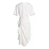White Elastic Ruched Asymmetrical Dress - BEYAZURA.COM