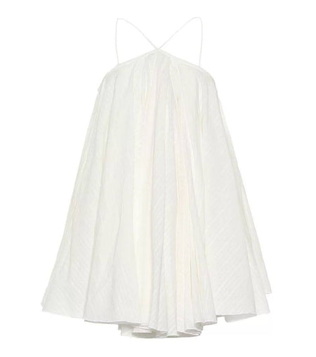 White Flared Short Backless Dress - BEYAZURA.COM