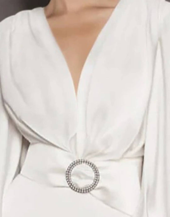 White High Slit Maxi Dress - BEYAZURA.COM
