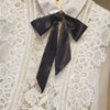 White Lace Sheer Bow Neck Shirt - BEYAZURA.COM