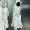 White Mesh and Pom Pom Panel Dress - BEYAZURA.COM