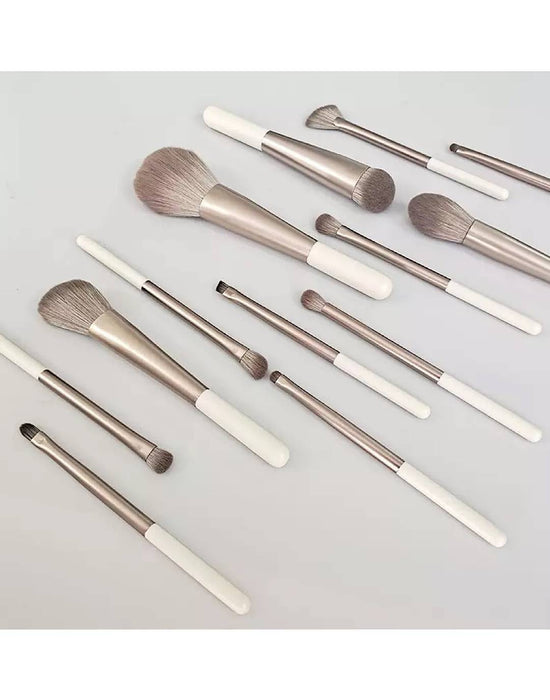 White Metallic Makeup Brush Set - BEYAZURA.COM