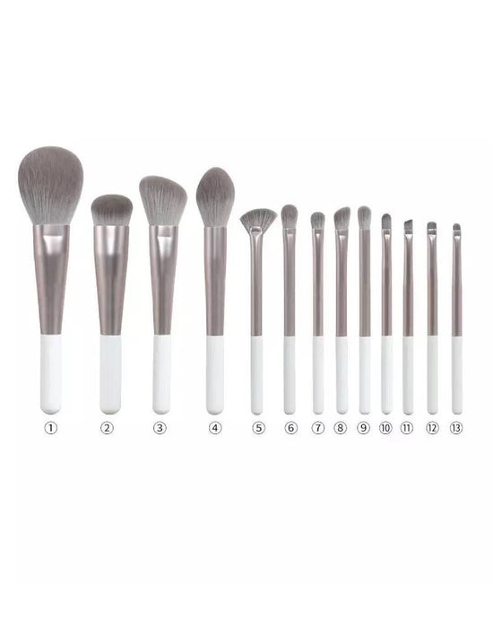 White Metallic Makeup Brush Set - BEYAZURA.COM