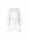 White Ruffled and Frilled Skirt Belted Short Dress - BEYAZURA.COM