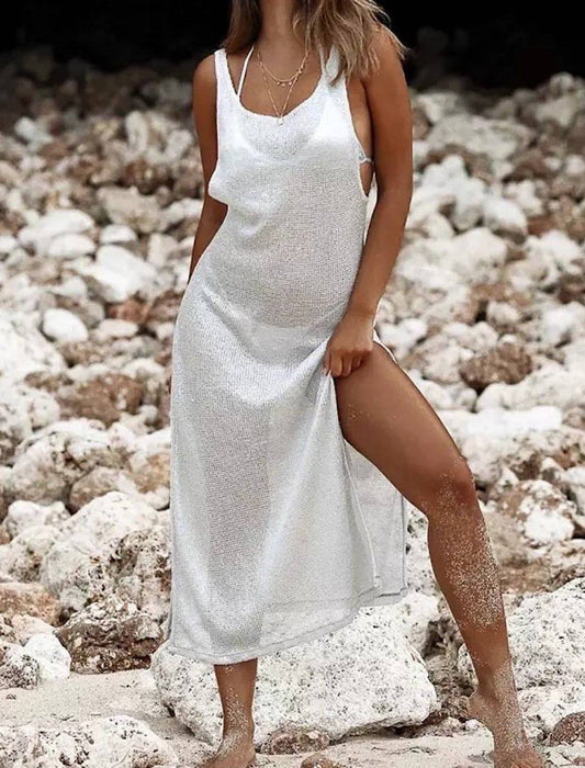 White Sheer Long Slit Dress– Beyazura.com White Sheer Long Slit Dress– Beyazura.com