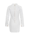 White Tweed Gold Buttoned Dress - BEYAZURA.COM