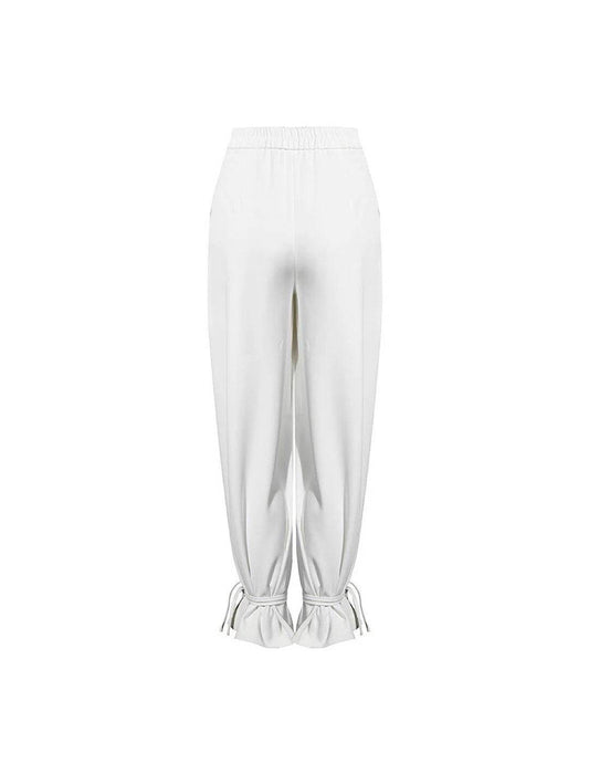 White Wide Leg Trousers And Jacket Set - BEYAZURA.COM