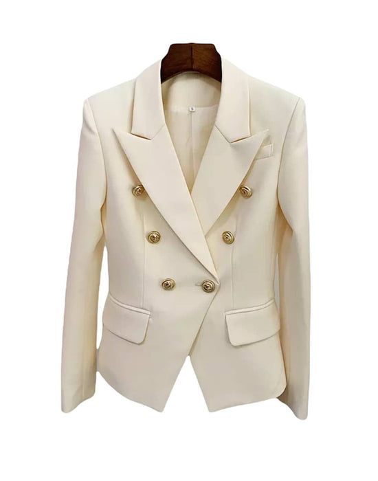 Women’s Double Breasted Slim Blazer - BEYAZURA.COM