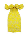 Yellow Knitted Jacquard Bandage Dress - BEYAZURA.COM