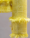 Yellow Lightweight Tweed Blazer With Raw Edges - BEYAZURA.COM