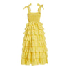 Yellow Multi Layer Bow Spaghetti Strap Maxi Dress - BEYAZURA.COM