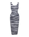 Zebra Print Cutout Long Knit Dress - BEYAZURA.COM